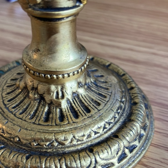 VNTG ORMULU  BUD VASE GOLD GILT FILIGREE APPLIED ROSE AND CLEAR FLUTE 11” - Picture 10 of 11